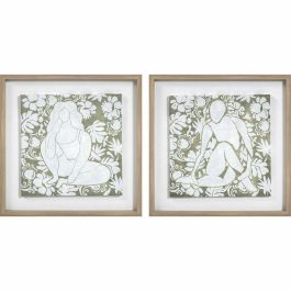 Cuadro Scandi DKD Home Decor Verde Blanco 3 x 42 x 42 cm (2 Unidades)