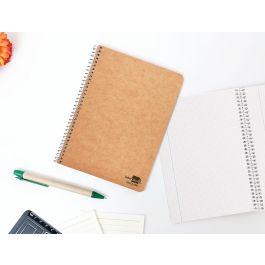 Cuaderno Espiral Liderpapel Cuarto Ecouse Tapa Cartulina Kraft 80H Papel Reciclado 80 grcuadro 4 mm 5 unidades