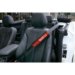 Sparco SPC1208RD Juego de 2 Almohadillas Acolchadas para Cinturón de Seguridad Diseño Deportivo Rojas y Negras - Confort Extra y Antirozaduras