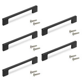Emuca Lote de 5 tiradores para mueble Paiporta, L192mm, intereje 160mm, Zamak, Pintado negro Precio: 24.89000008. SKU: B1JSQPKP5J