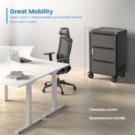 Ewent EW1701 Armario de gestión y carga para 36 dispositivos portátiles y tablets hasta 15.6", con sistema de carga inteligente y ruedas bloqueables, Negro, Gris Ewent EW1701 Armario de gestión y carga para 36 dispositivos portátiles y tablets hasta 15.6", con sistema de carga inteligente y ruedas bloqueables, Negro, Gris