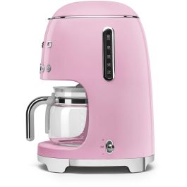 SMEG DCF02PKEU Cafetera de filtro estilo años 50 rosa - 10 tazas, 1.4L, 1050W para café de alta calidad
