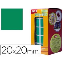 Apli Gomets Cuadrados 20 mm Rollo Verde -Rollo 1770 Unidades-