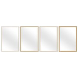 Espejo de pared Home ESPRIT Blanco Marrón Beige Gris 66 x 2 x 92 cm (4 Unidades)