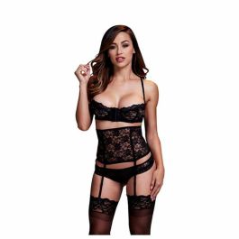 Conjunto de Lencería Sexy con Encaje Talla Única Baci Lingerie BLW3100 Negro (Talla única)