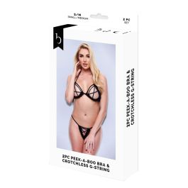 Conjunto de Lencería Baci Lingerie Crotchless G- Negro S/M 2 Piezas