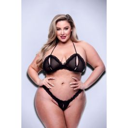 Conjunto de Lencería Baci Lingerie Crotchless G- Negro 2 Piezas