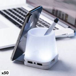 Lapicero con Puerto USB 2.0 y Soporte para Móvil 145964 Blanco (50 Unidades)