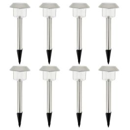 Lumisky Alesia Lote de 8 Balizas Solares LED Blanco Frío para Jardín/Camino, 8h Batería, Resistentes UV/Salpicaduras