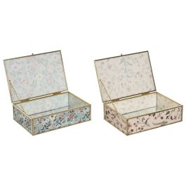 DKD Home Decor Joyero Shabby Beige Verde Cristal Metal 21 x 14 x 6 cm (4 Unidades) Precio: 45.50000026. SKU: B1H45X2QMG