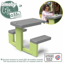 Smoby SMO810927WEB Mesa de picnic Life adaptable para casas Smoby con 2 bancos