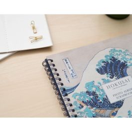 ERIK Álbum de Fotos Scrapbook La Gran Ola de Kanagawa Hokusai 26x26cm con Anillas y Cinta, 40 Páginas