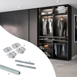 Emuca Kit de herrajes para armario 2 puertas correderas y cierre suave Flow con carriles encastrados 2.35m, tableros no incluidos, Anodizado mate Precio: 87.89000044. SKU: B1CD6V5VGB