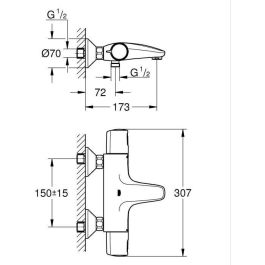 Mezclador termostático para baño/ducha - GROHE Precision Trend - 1022162432 - Negro mate - Montaje en pared visto - Ahorro de agua