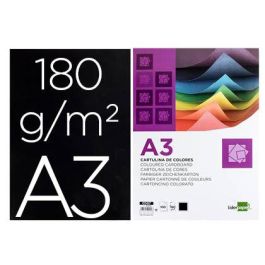 Cartulina Liderpapel A3 180 gr-M2 Negro Paquete De 100 Hojas