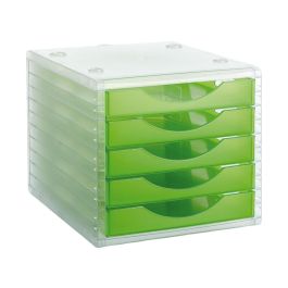 Fichero Cajones De Sobremesa Archivo 2000 340x270x260 mm Apilables 5 Cajones Verde Kiwi Translucido