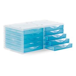 Fichero Cajones De Sobremesa Archivo 2000 340x270x260 mm Apilables 5 Cajones Azul Mar Translucido