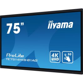 iiyama TE7514MIS-B1AG pantalla de señalización Panel plano interactivo 190,5 cm (75") LCD Wifi 435 cd / m² 4K Ultra HD Negro Pantalla táctil Procesador incorporado Android 24/7