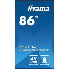 Monitor Iiyama 86" , Uhd Ips Panel, Haze 1%, 800Cd/M, Horiz y Vert, Signal Failover, Mm 2X 10W, Hdmi 2X, Dp, Usb 2.0 X2, Wifi, Lan, Media Play Usb Port, Control Lan / Rs232C, Iisignage2 (Cms/Dms), E-Share, Android 11 Os, 24/7 Operation, Vesa (600X