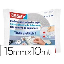 Cinta Adhesiva Tesa Doble Cara Transparente 10 Mt X 15 mm 12 unidades