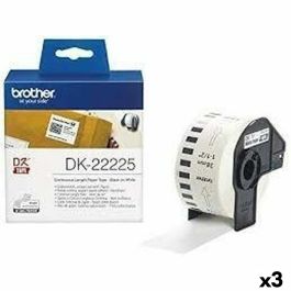 Papel Continuo para Impresoras Brother DK-22225 Blanco 38 mm x 30,48 m Negro/Blanco (3 Unidades)