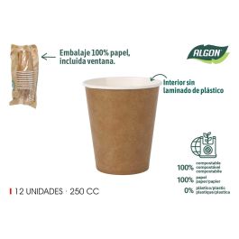 Set de 12 vasos de cartón Kraft 250 cc Algon (20 Unidades) Precio: 14.49999991. SKU: B1BC66D9WQ