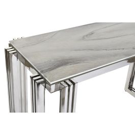DKD Home Decor Consola Moderna, Mesa Auxiliar de Acero y Cristal, Colores Plateado y Blanco, 120x45x78 cm