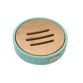 DKD Home Decor Jabonera Verde Menta Cemento y Bambú 11 x 11 x 2.5 cm