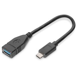 Digitus Cable Adaptador USB-C a USB-A OTG, SuperSpeed USB 3.0 (5Gbps), 3A Power Delivery, 0.15m, Carga y Sincronización Rápida, Reversible