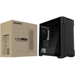 GIGABYTE GB-C102G Midi Tower PC Negra para Gaming, ATX/Micro-ATX/Mini-ITX, Ventana Vidrio Templado