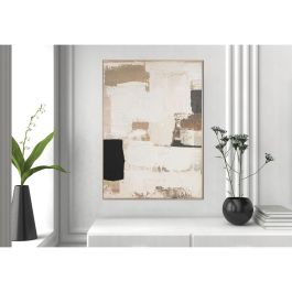 DKD Home Decor Cuadro Decorativo de Estilo Abstracto Moderno Diseño Urban para Pared Blanco Beige de Lienzo y Madera de Pino 180x130 cm