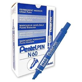 Pentel N60 Marcador Permanente Punta Biselada Aluminio Azul -12U- Precio: 16.50000044. SKU: S8414987