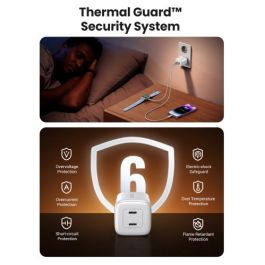 UGREEN Nexode 45W Cargador USB-C Dual PD 3.0 QC 4 (25W+20W) Blanco para Carga Rápida Universal