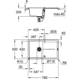 Fregadero de material compuesto con escurridor - GROHE - K400