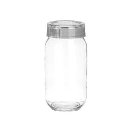 Vivalto Bote de Cristal con Tapa Plástico Gris 1L - Apto Lavavajillas - 9.5x19x9 cm (Set de 12)