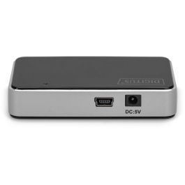 Digitus Hub USB 2.0 de 4 puertos, 480 Mbit/s, con fuente de alimentación, Plug & Play, negro/plata