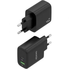 Aisens Cargador Pared GaN A110-0972 45W 1xUSB-C PD3.0 QC4.0 1xUSB-A QC3.0 Negro
