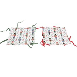 DKD Home Decor Cesta Navidad Moderna Rojo Verde Algodon Cascanueces 30 x 8 x 30 cm (2 Unidades)