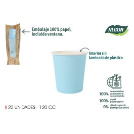 Set de 20 vasos de cartón azul baby 120 cc Algon (24 Unidades) Precio: 15.49999957. SKU: B1F43DCC7J