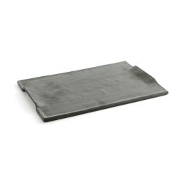 Quid Mineral Gres Bandeja Rectangular Cerámica Texturizada Negro 35x23 cm
