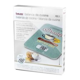 Beurer KS-19 Balanza de Cocina de Vidrio Ultra Plano, Pantalla LCD, Función Tara, 5 kg Máx. Capacidad