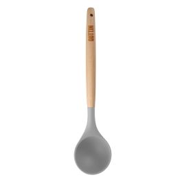 Quttin Cucharon de Cocina con Mango de Madera y Tacto Suave - Largo 31,5 cm (18 Unidades)