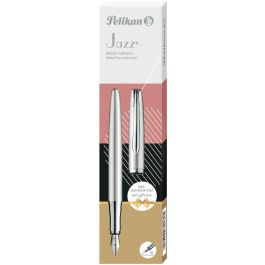 Pelikan P36 Jazz Noble Elegance – Pluma Estilográfica Plata, Plumín Acero Inoxidable, Tinta Azul, Carga Cartucho