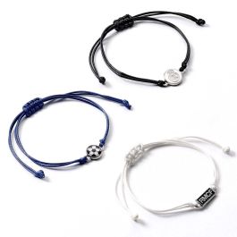 THE CARAT SHOP Set 3 Pulseras de la Amistad Real Madrid con Licencia Oficial Escudo y Logo Ajustables Negra Azul Blanca Aleación de Zinc