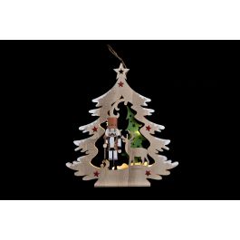 Decoracion Colgante Navidad Alpina DKD Home Decor Natural 3 x 29 x 27 cm (4 Unidades)