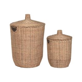 DKD Home Decor Cesta de Ratán y Metal Tropical Natural 42 x 63 x 42 cm Set de 2 Precio: 99.50000005. SKU: B1ETNNAGNG