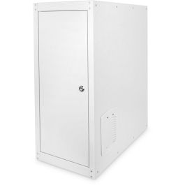Digitus PC Schrank para Computergehäuse con Puerta de Cristal, Incluye Ventilador y Ruedas, Color Gris RAL 7035