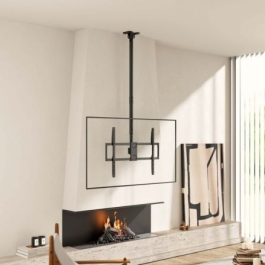Aisens CT100TSLE-393 Soporte de Techo para TV 50-100" hasta 80kg - Inclinable, Giratorio, Extensible, Nivelable, Acero Negro