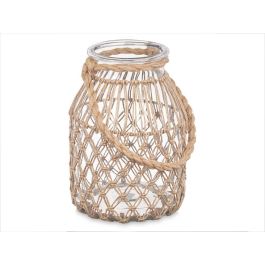 Portavelas de Vidrio con Cuerda Natural Giftdecor 20x30x20 cm (4 Unidades) Portavelas de Vidrio con Cuerda Natural Giftdecor 20x30x20 cm (4 Unidades)