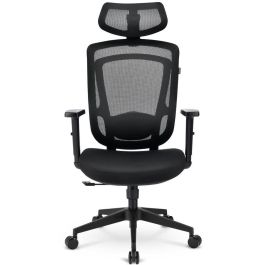 Sharkoon OfficePal C10 Silla de Oficina Ergonómica con Respaldo de Rejilla y Asiento Acolchado Negro, Tela y Malla